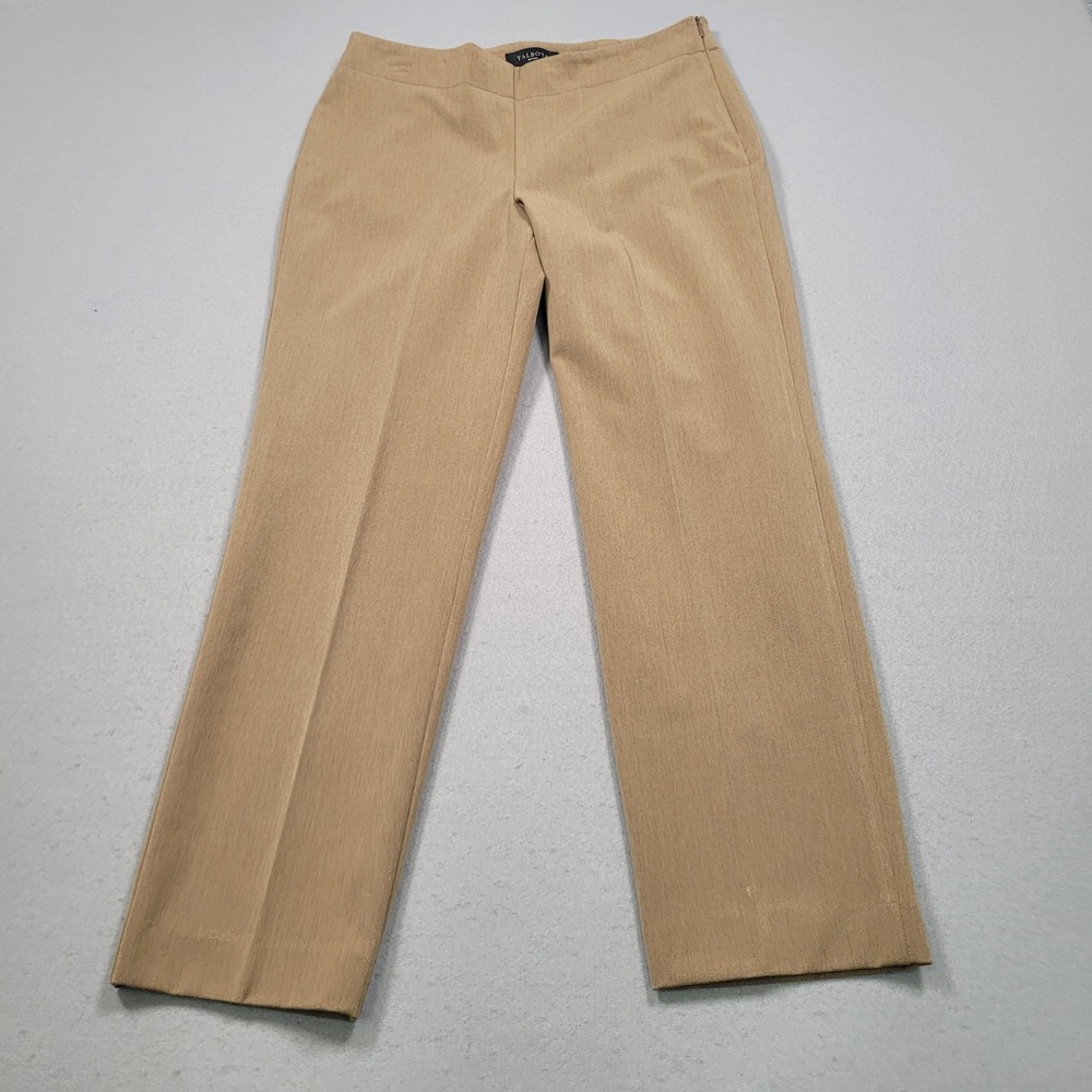 Talbots Heritage Petites Tan Khaki Straight Leg Dress Pants 8P Side Zip Workwear